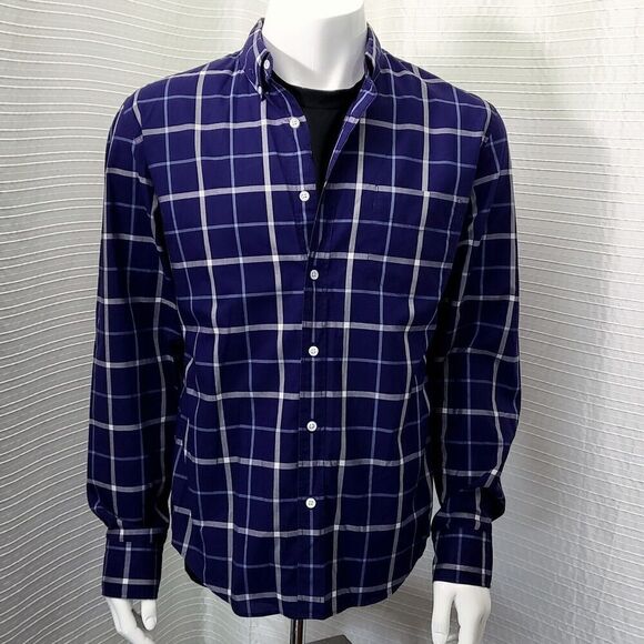 Thomas Mason For J.Crew Blue Plaid Casual Dress Shirt Slim Fit Men's L - Picture 11 of 13